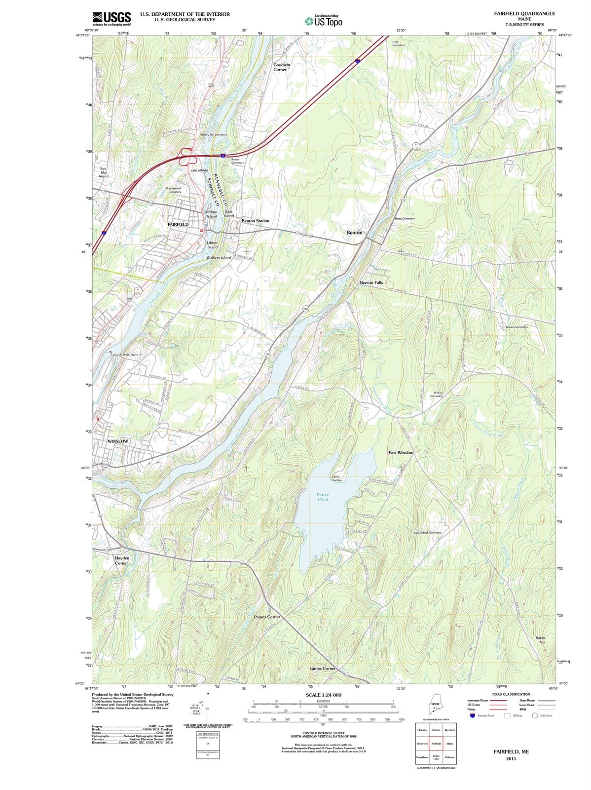 2011 Fairfield, ME - Maine - USGS Topographic Map