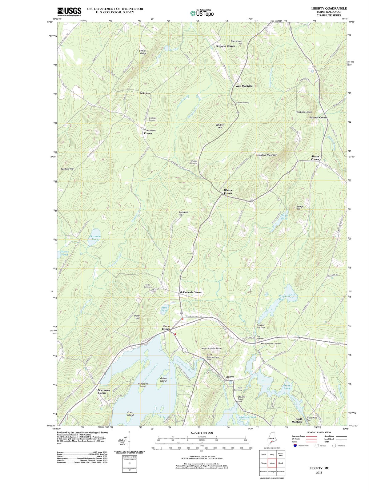 2011 Liberty, ME - Maine - USGS Topographic Map