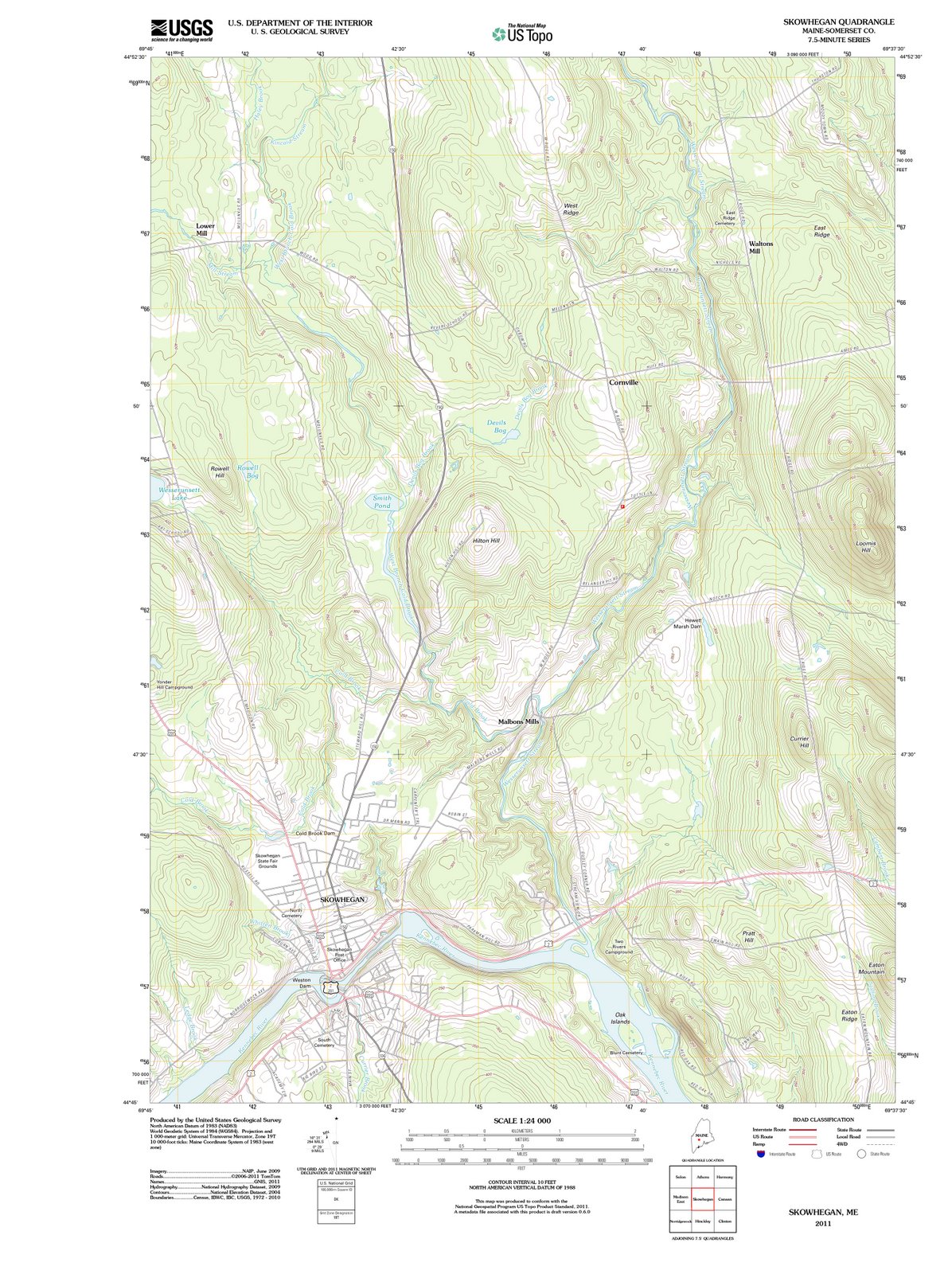 2011 Skowhegan, ME - Maine - USGS Topographic Map
