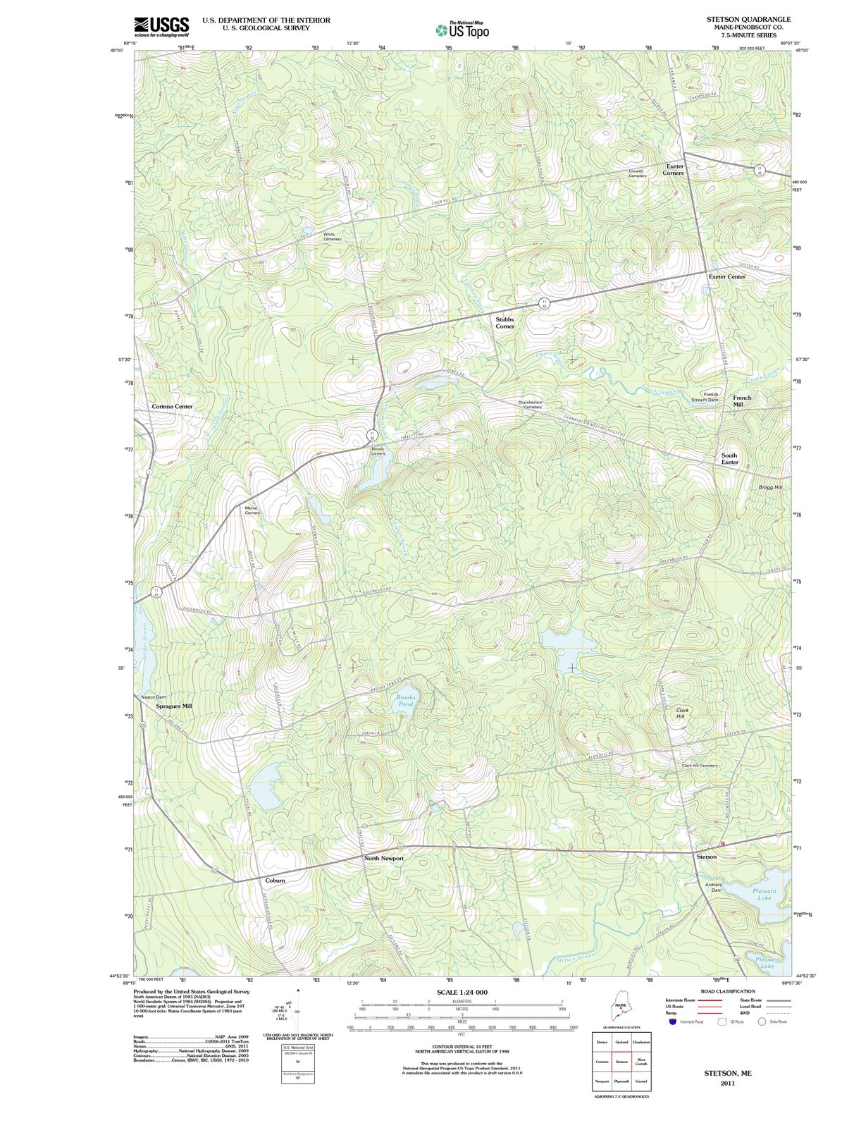 2011 Stetson, ME - Maine - USGS Topographic Map