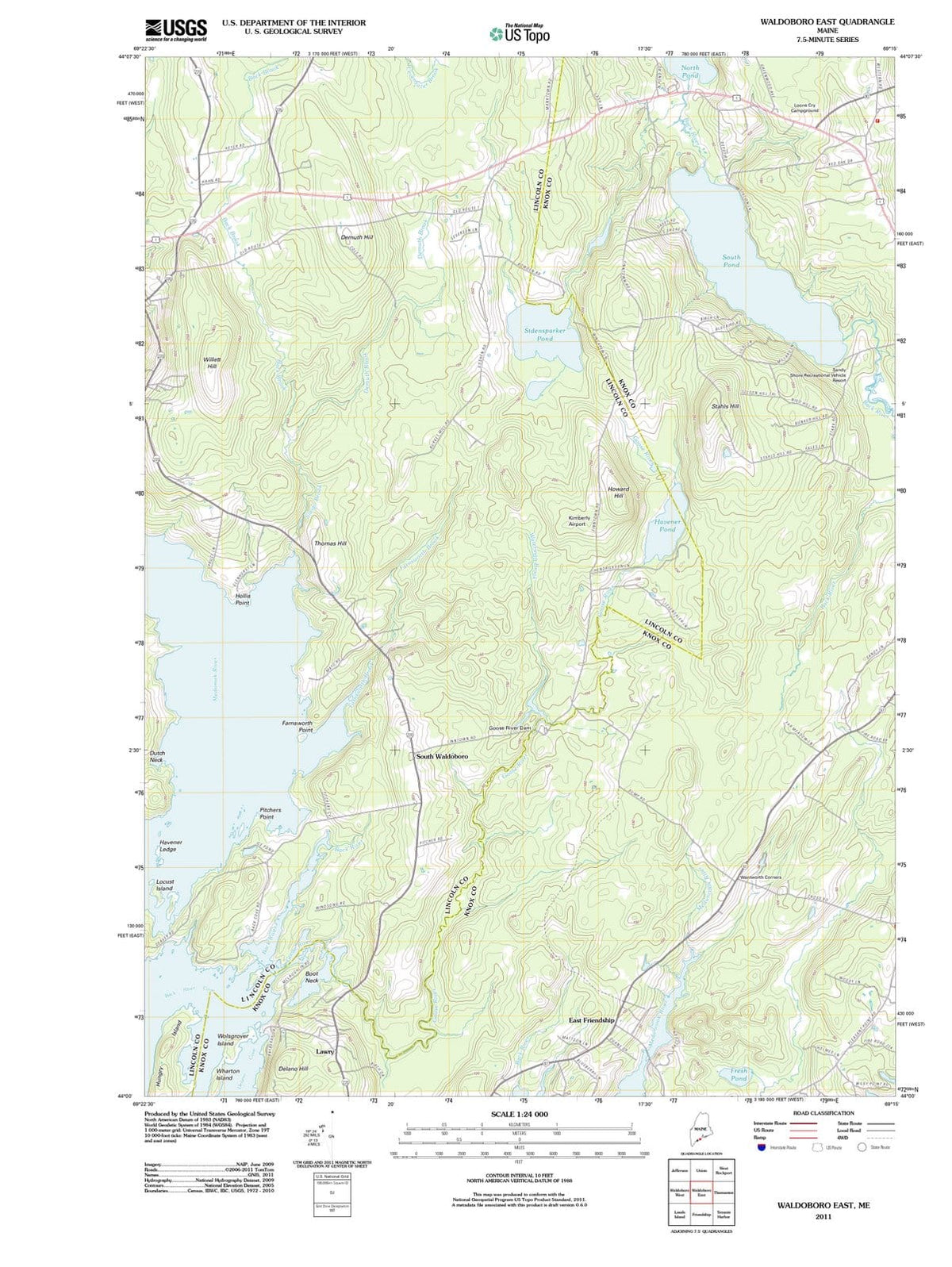 2011 Waldoboro East, ME - Maine - USGS Topographic Map