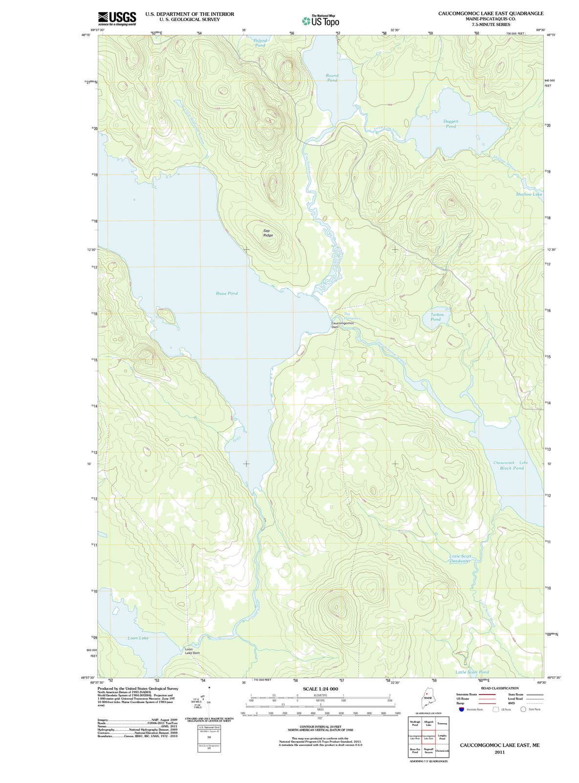 2011 Caucomgomoc Lake East, ME - Maine - USGS Topographic Map