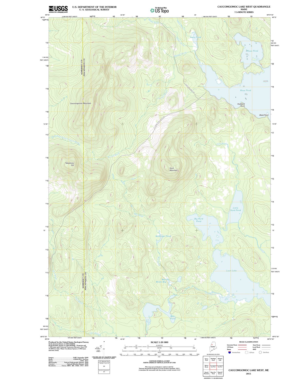 2011 Caucomgomoc Lake West, ME - Maine - USGS Topographic Map