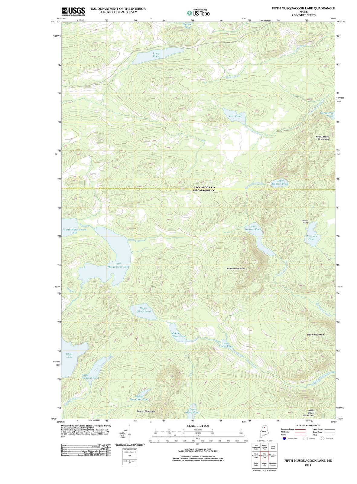 2011 Fifth Musquacook Lake, ME - Maine - USGS Topographic Map
