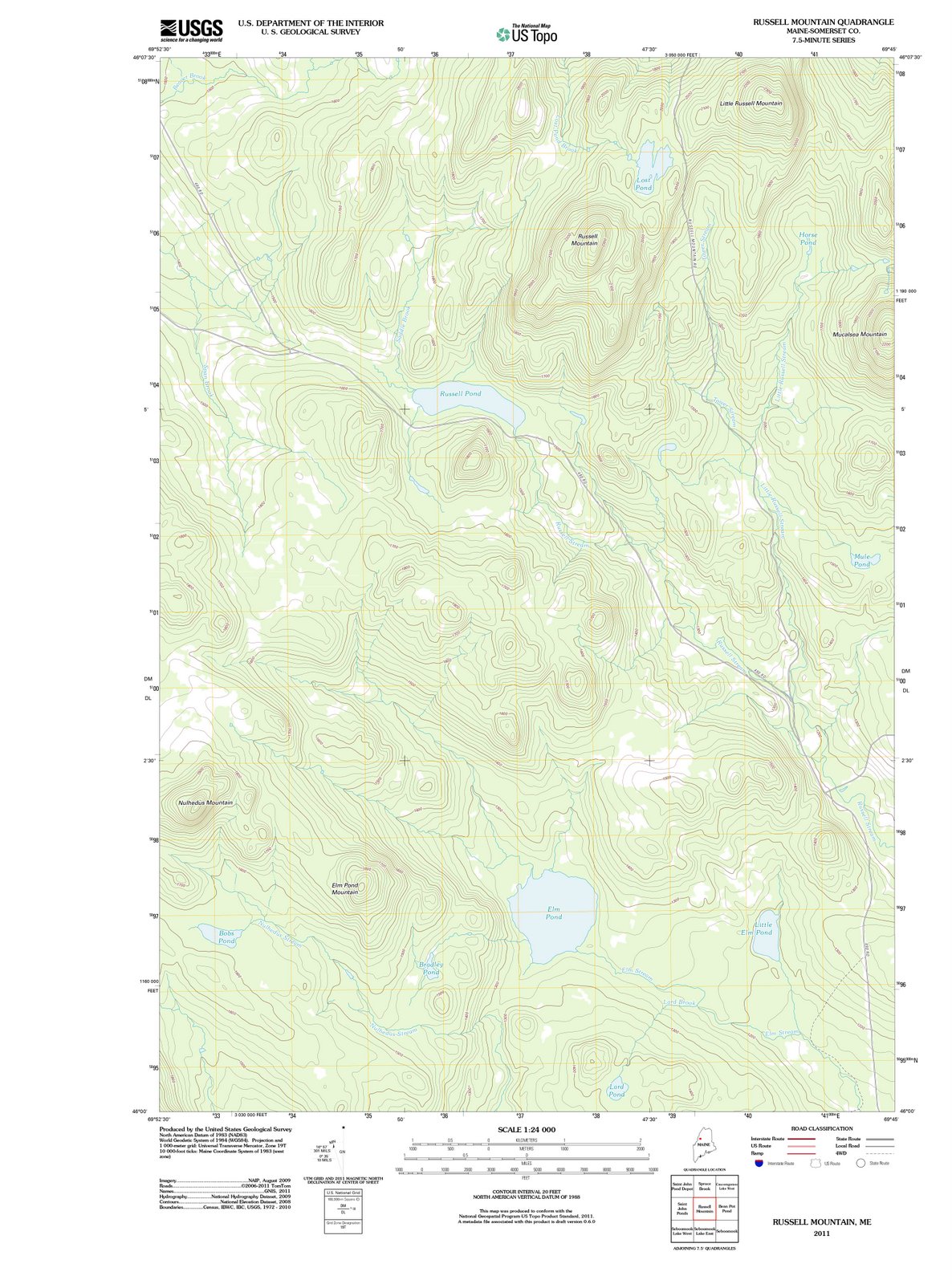 2011 Russell Mountain, ME - Maine - USGS Topographic Map