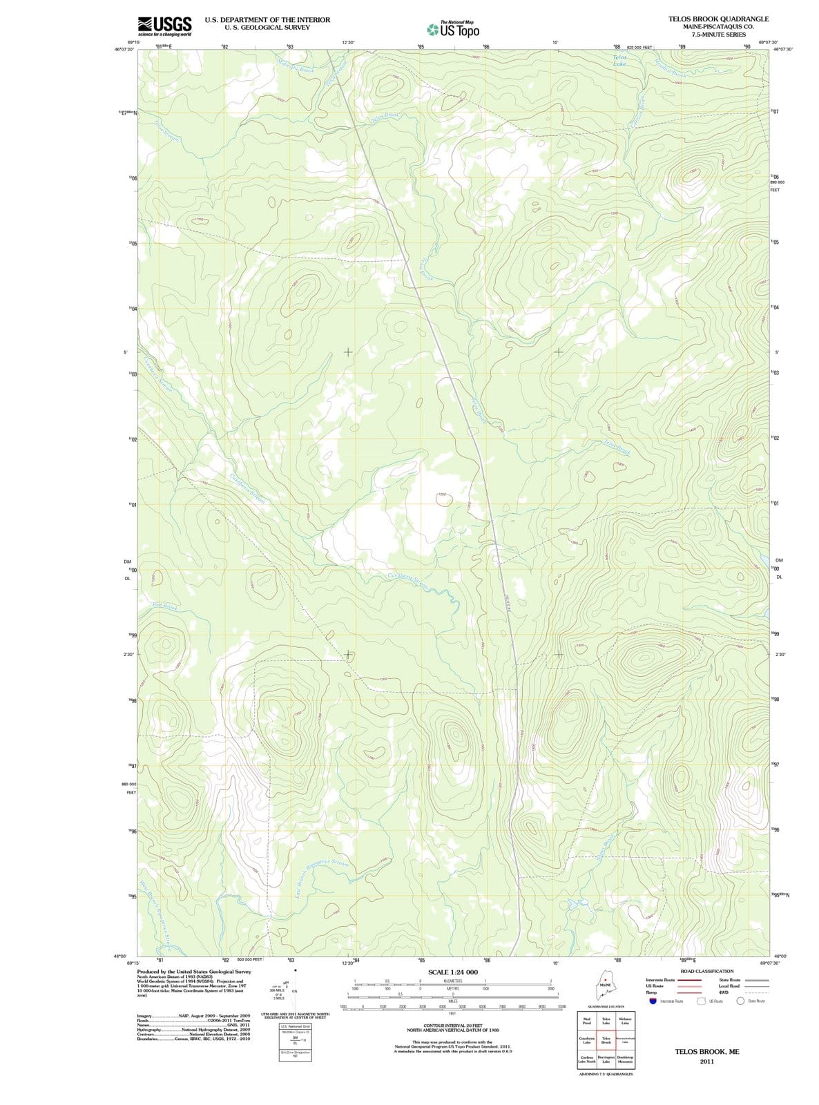 2011 Telos Brook, ME - Maine - USGS Topographic Map