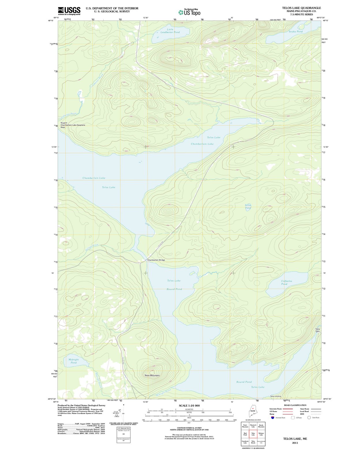 2011 Telos Lake, ME - Maine - USGS Topographic Map