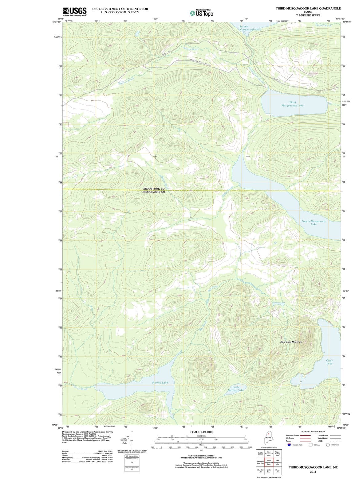 2011 Third Musquacook Lake, ME - Maine - USGS Topographic Map