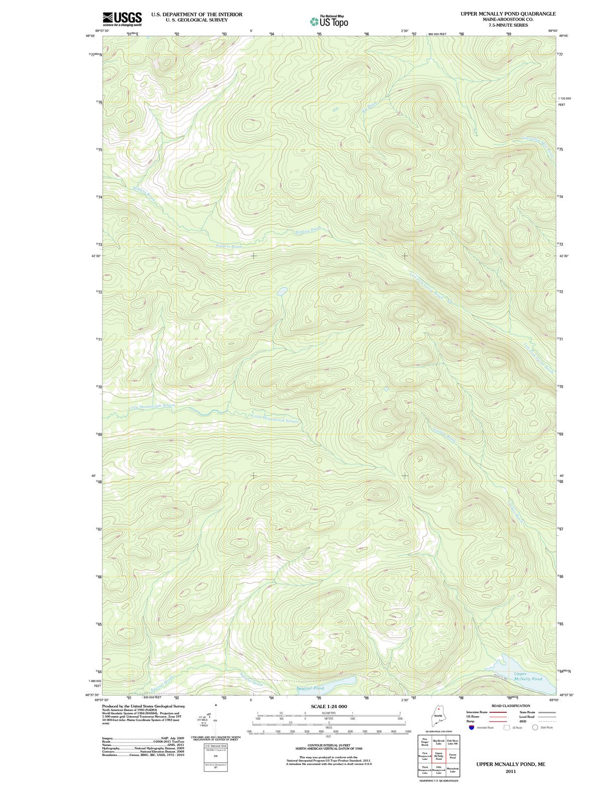 2011 Upper McNally Pond, ME - Maine - USGS Topographic Map