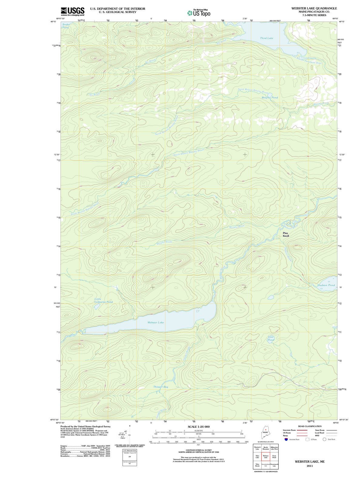 2011 Webster Lake, ME - Maine - USGS Topographic Map