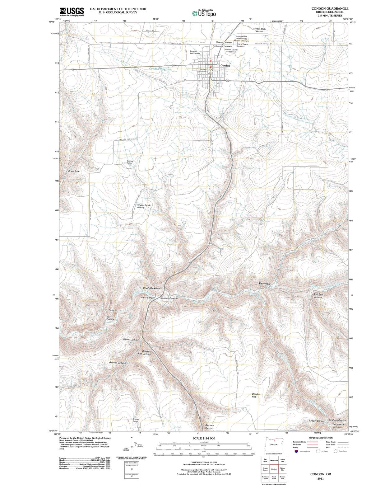 2011 Condon, OR - Oregon - USGS Topographic Map