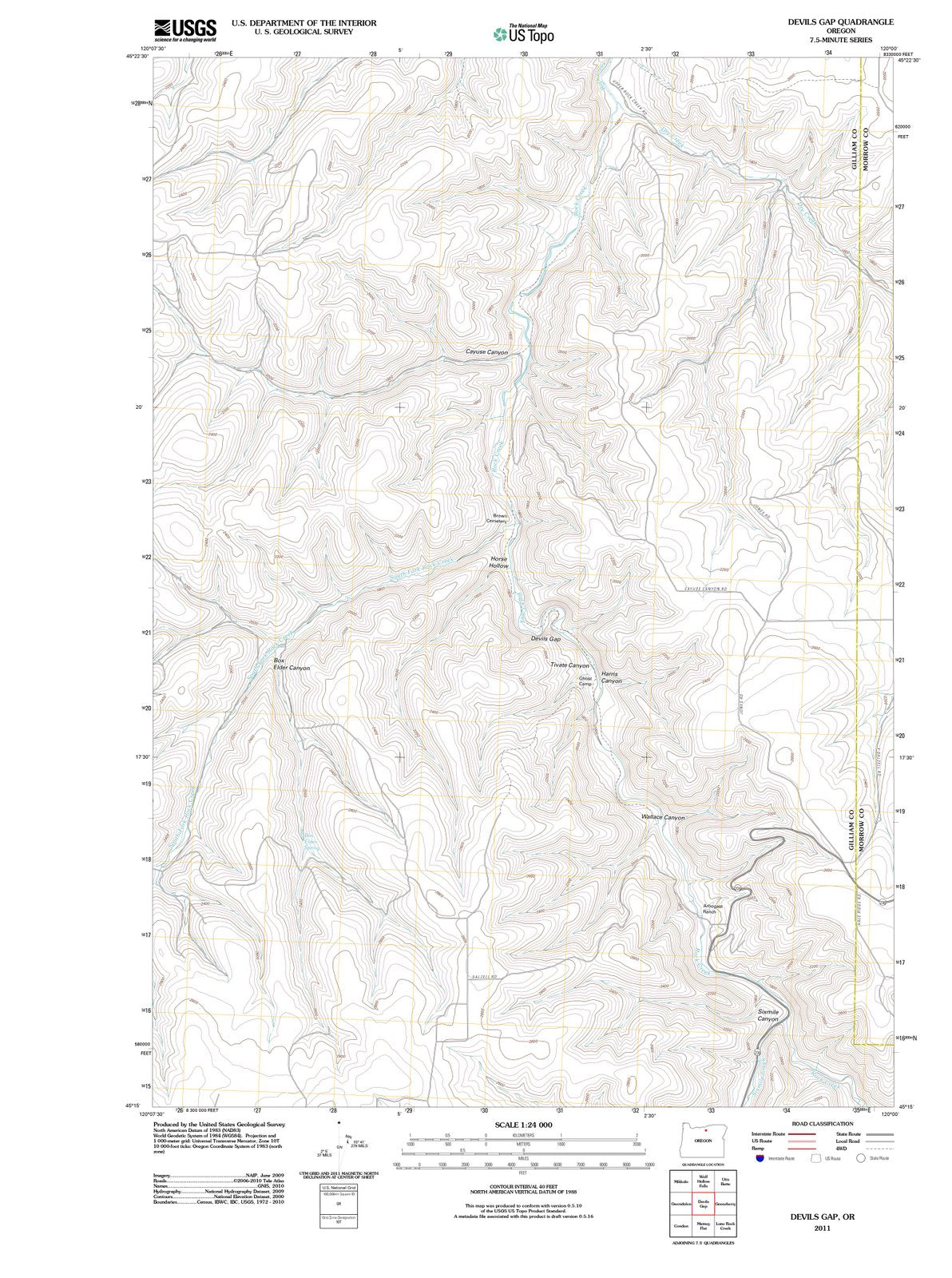 2011 Devils Gap, OR - Oregon - USGS Topographic Map