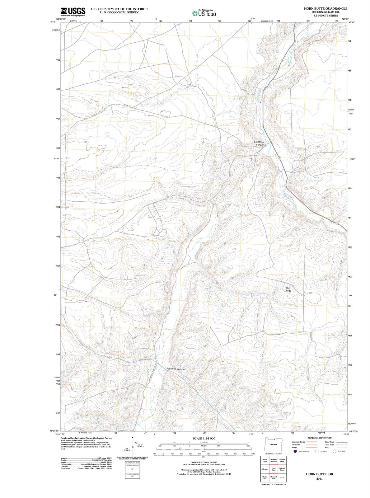 2011 Horn Butte, OR - Oregon - USGS Topographic Map