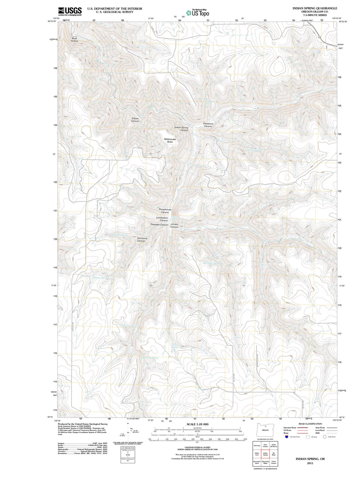 2011 Indian Spring, OR - Oregon - USGS Topographic Map