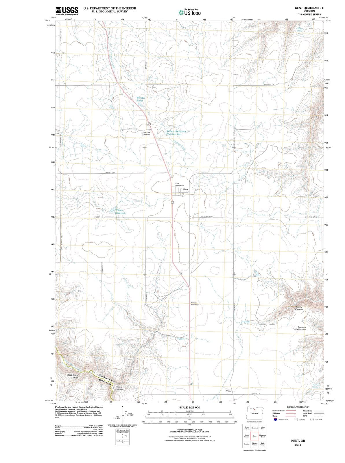 2011 Kent, OR - Oregon - USGS Topographic Map