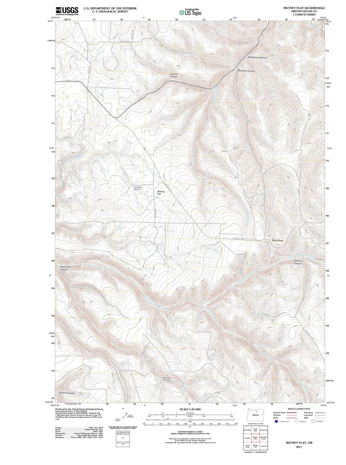 2011 Matney Flat, OR - Oregon - USGS Topographic Map