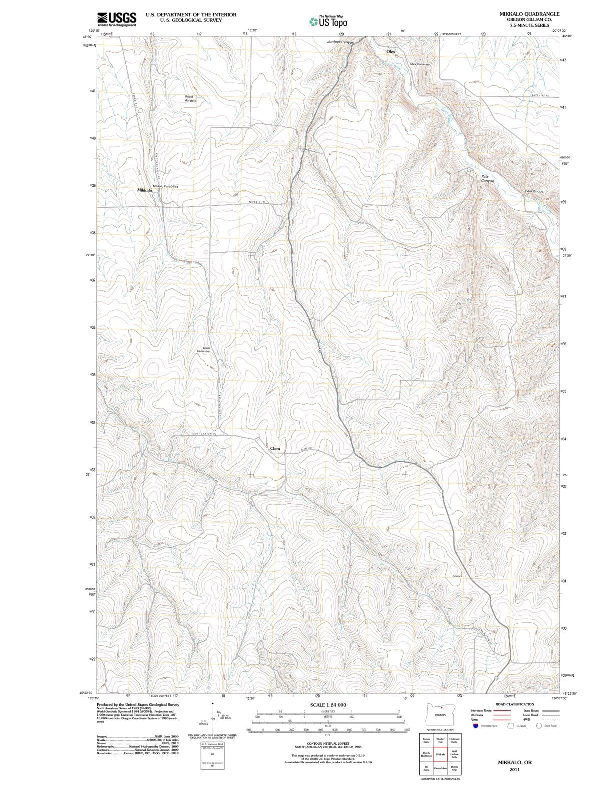2011 Mikkalo, OR - Oregon - USGS Topographic Map
