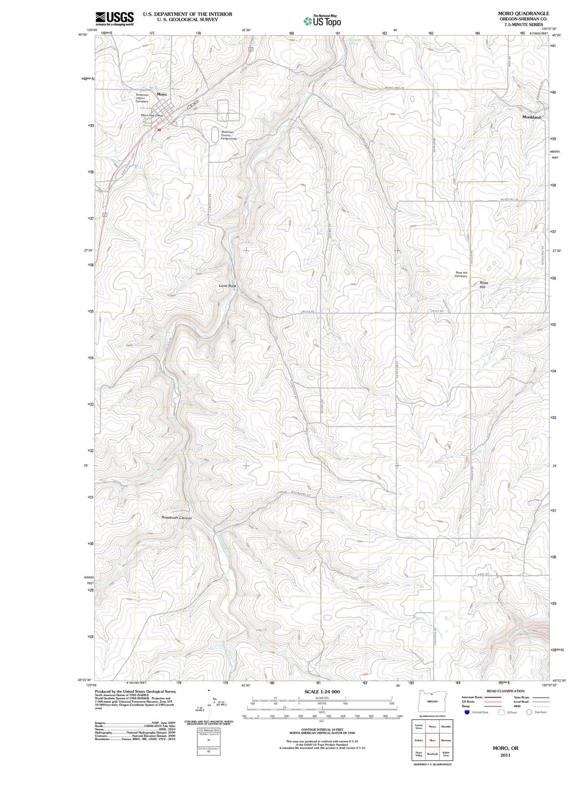 2011 Moro, OR - Oregon - USGS Topographic Map