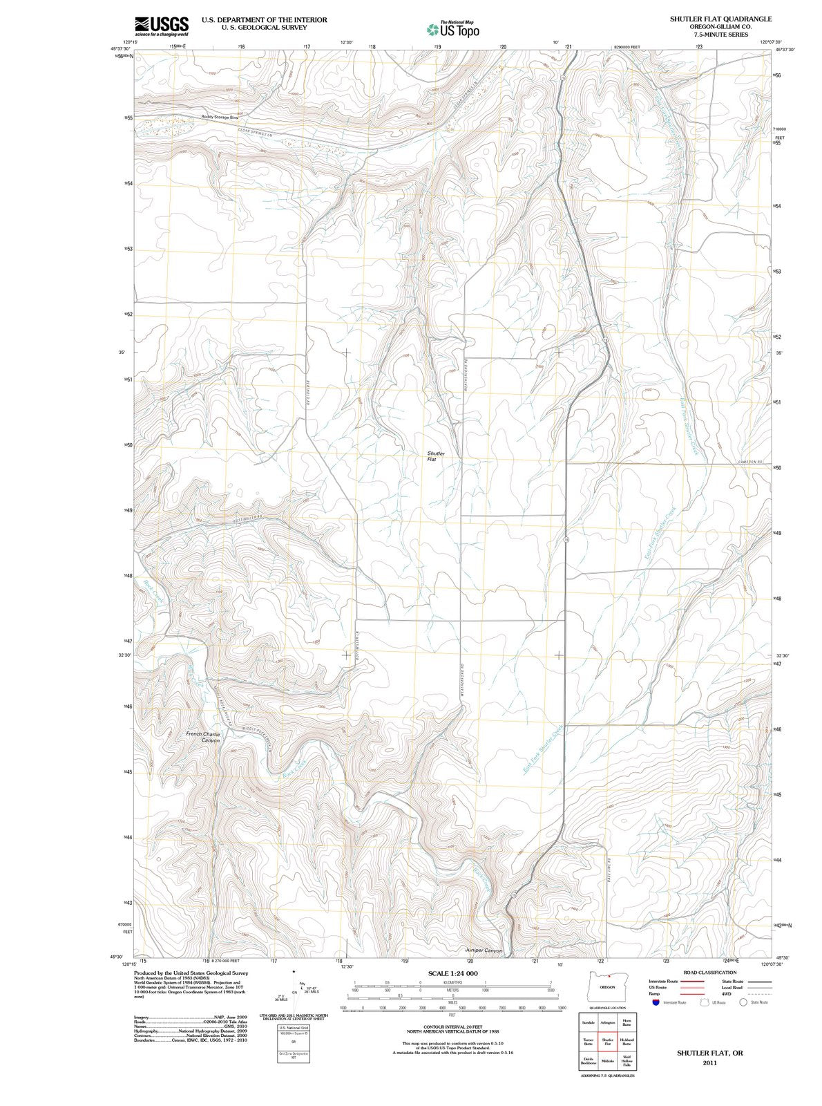 2011 Shutler Flat, OR - Oregon - USGS Topographic Map