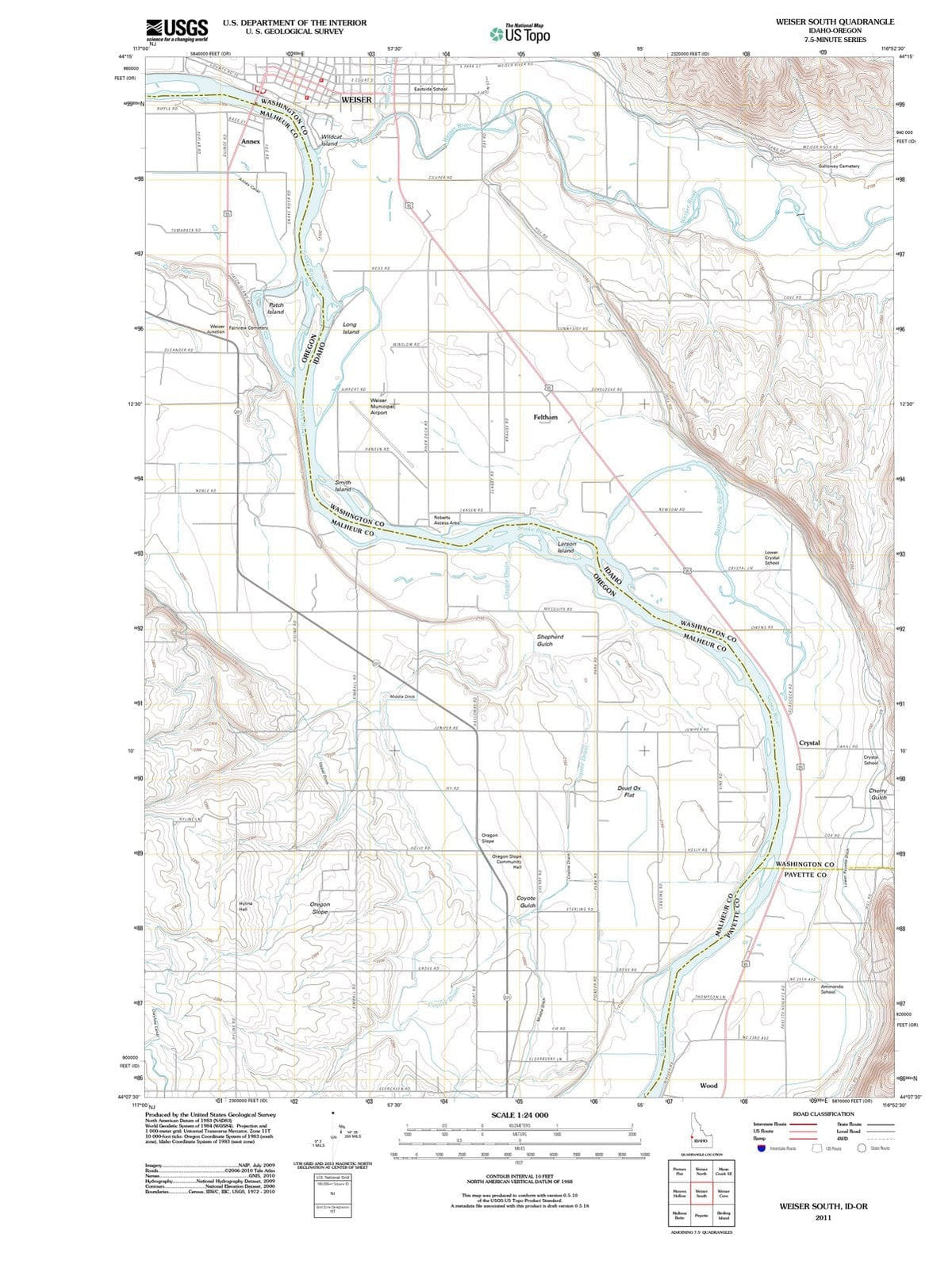 2011 Weiser South, ID - Idaho - USGS Topographic Map