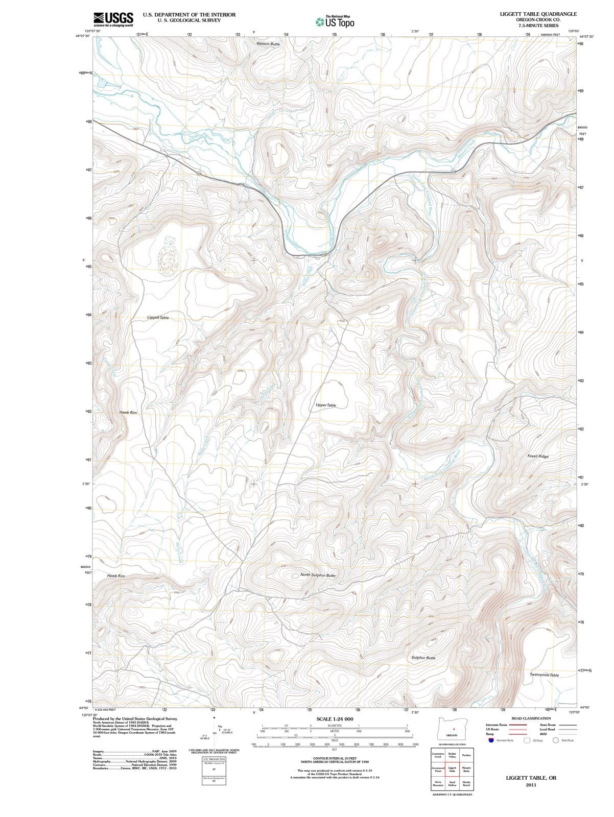 2011 Liggett Table, OR - Oregon - USGS Topographic Map