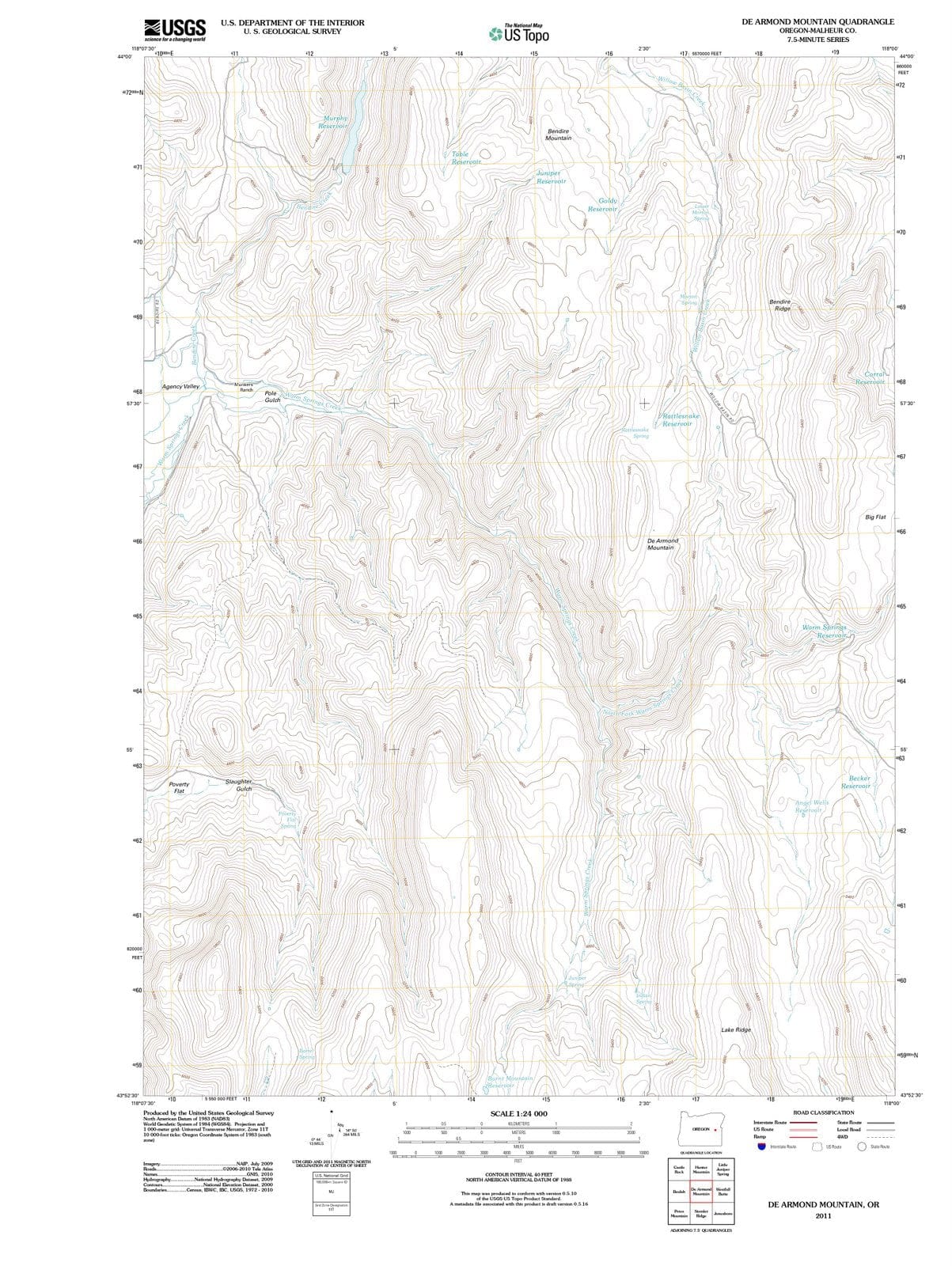 2011 De Armond Mountain, OR - Oregon - USGS Topographic Map
