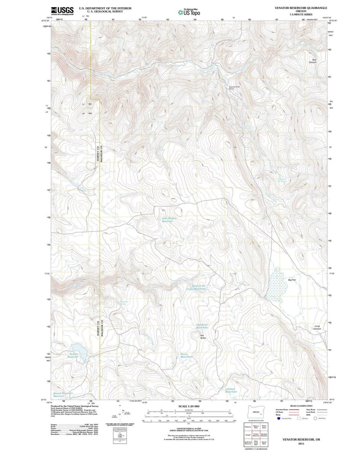 2011 Venator Reservoir, OR - Oregon - USGS Topographic Map
