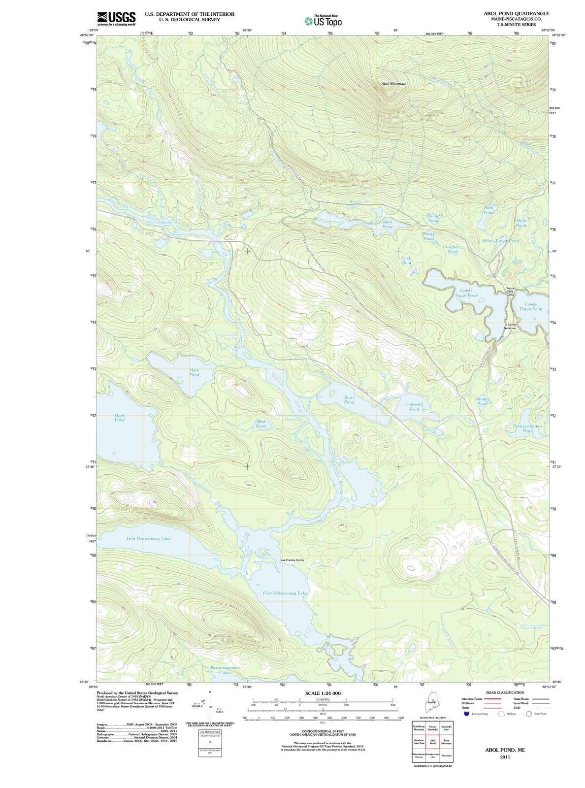 2011 Abol Pond, ME - Maine - USGS Topographic Map