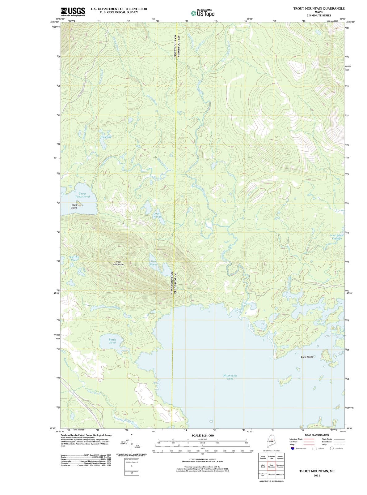2011 Trout Mountain, ME - Maine - USGS Topographic Map