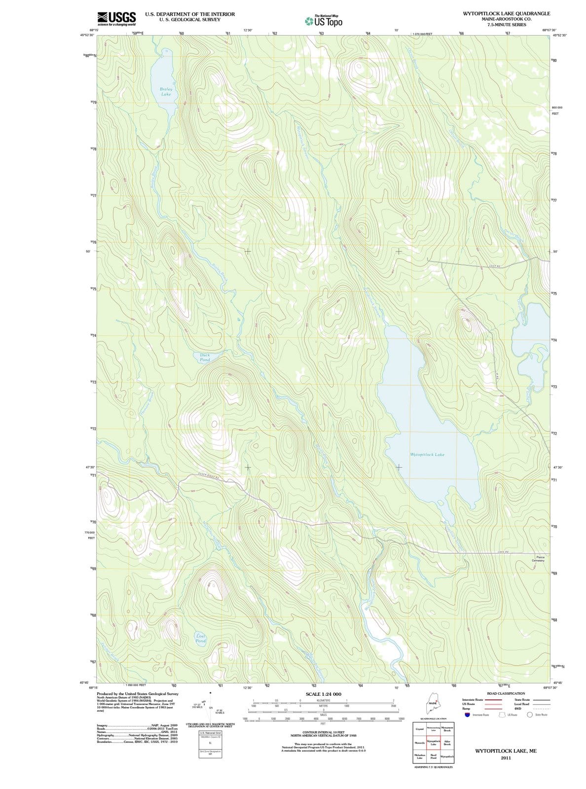 2011 Wytopitlock Lake, ME - Maine - USGS Topographic Map