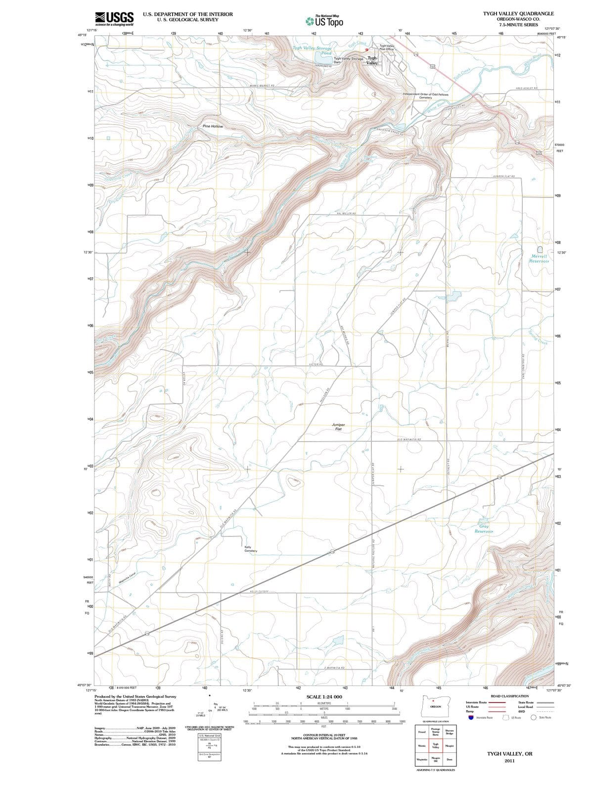 2011 Tygh Valley, OR - Oregon - USGS Topographic Map