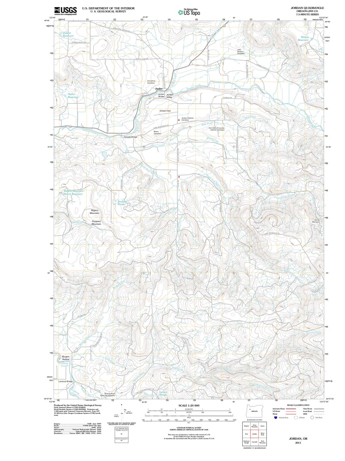 2011 Jordan, OR - Oregon - USGS Topographic Map