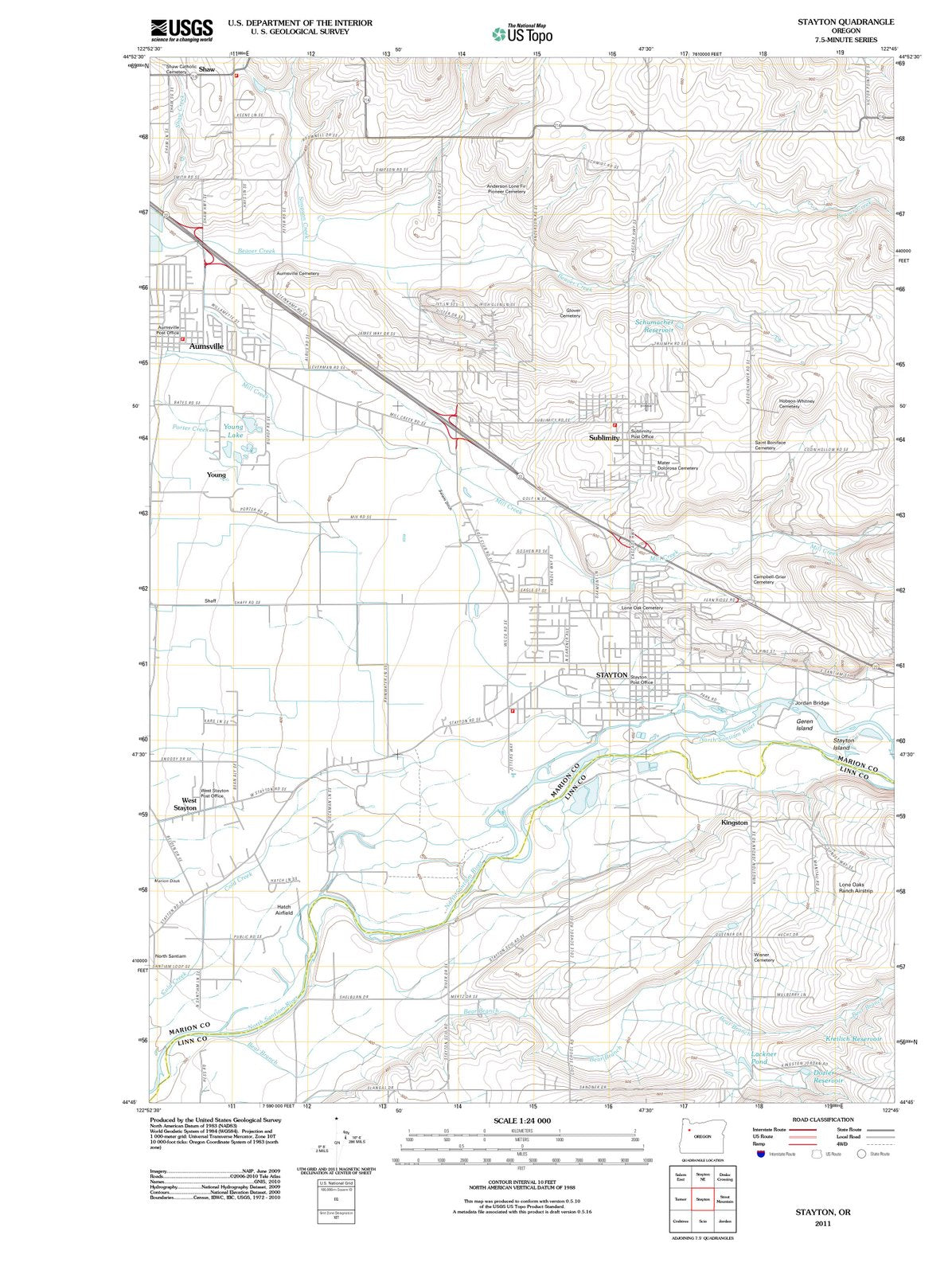 2011 Stayton, OR - Oregon - USGS Topographic Map
