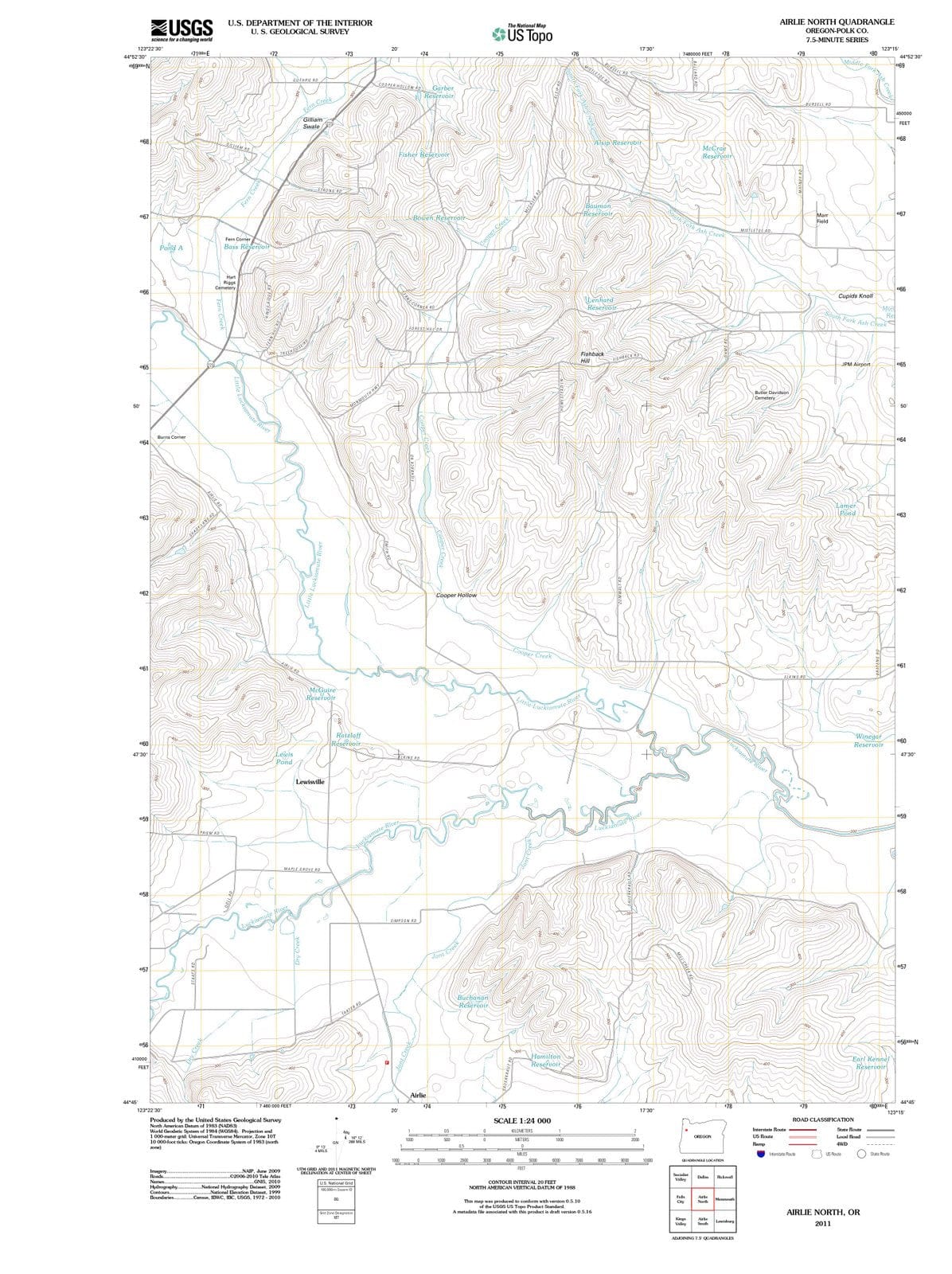 2011 Airlie North, OR - Oregon - USGS Topographic Map