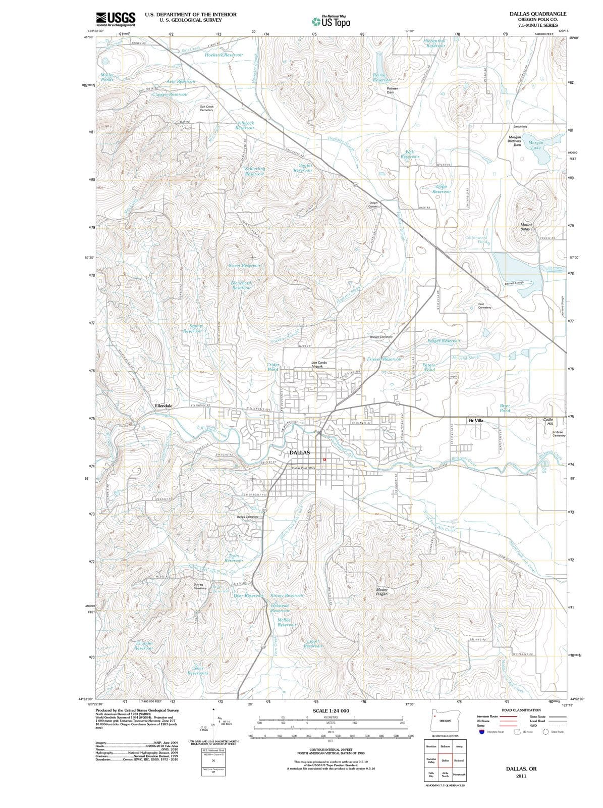 2011 Dallas, OR - Oregon - USGS Topographic Map