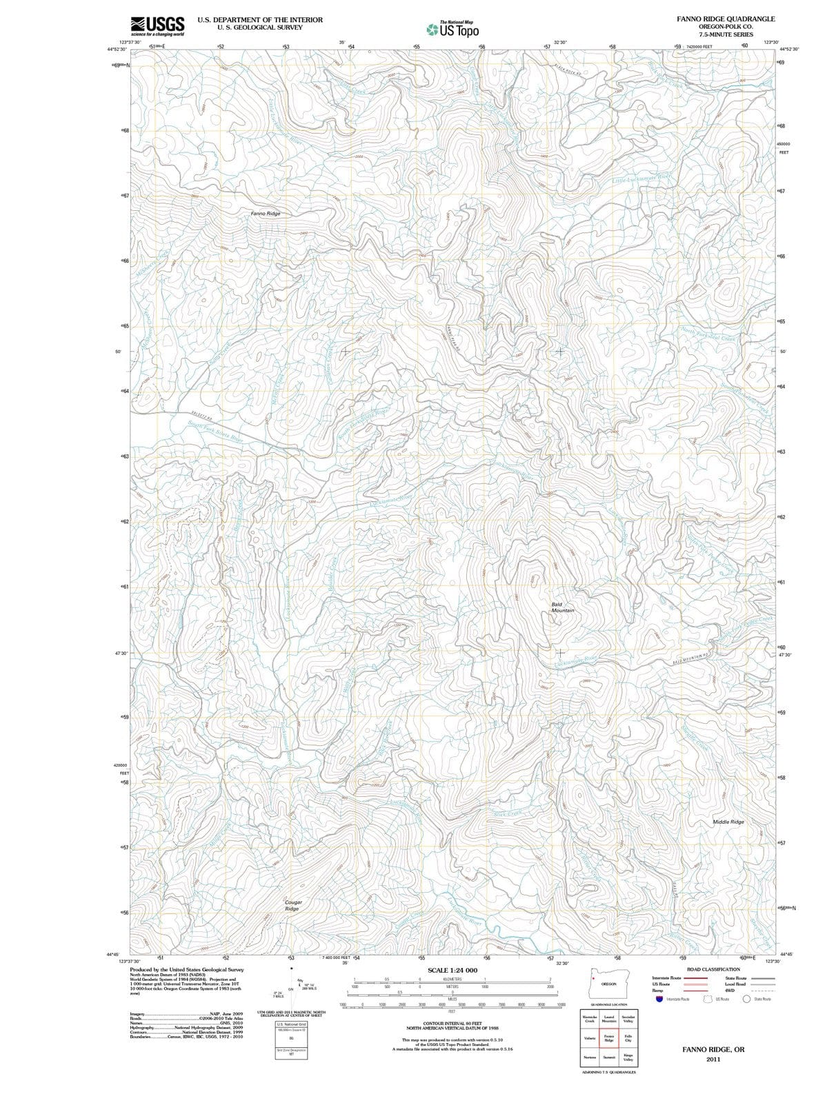 2011 Fanno Ridge, OR - Oregon - USGS Topographic Map