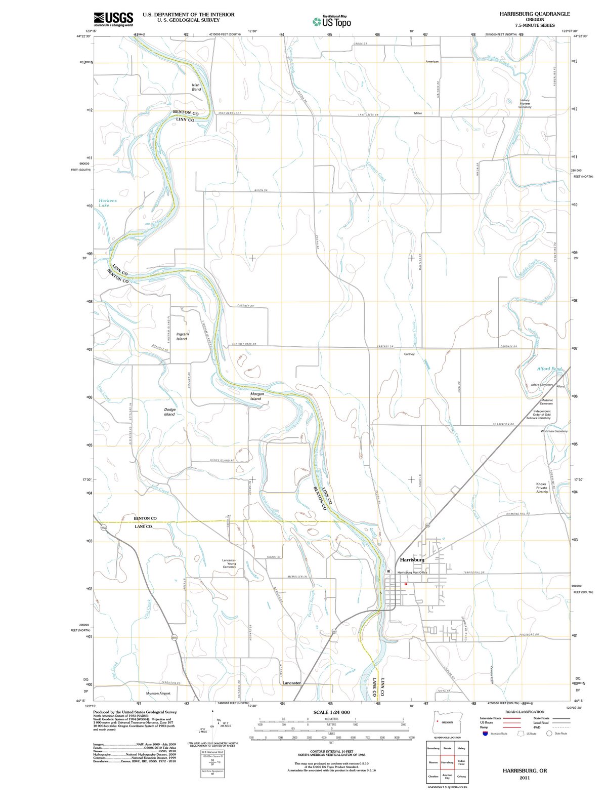 2011 Harrisburg, OR - Oregon - USGS Topographic Map