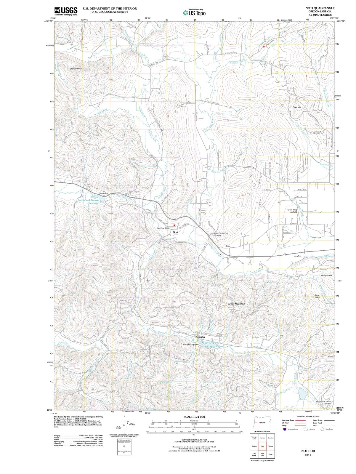 2011 Noti, OR - Oregon - USGS Topographic Map