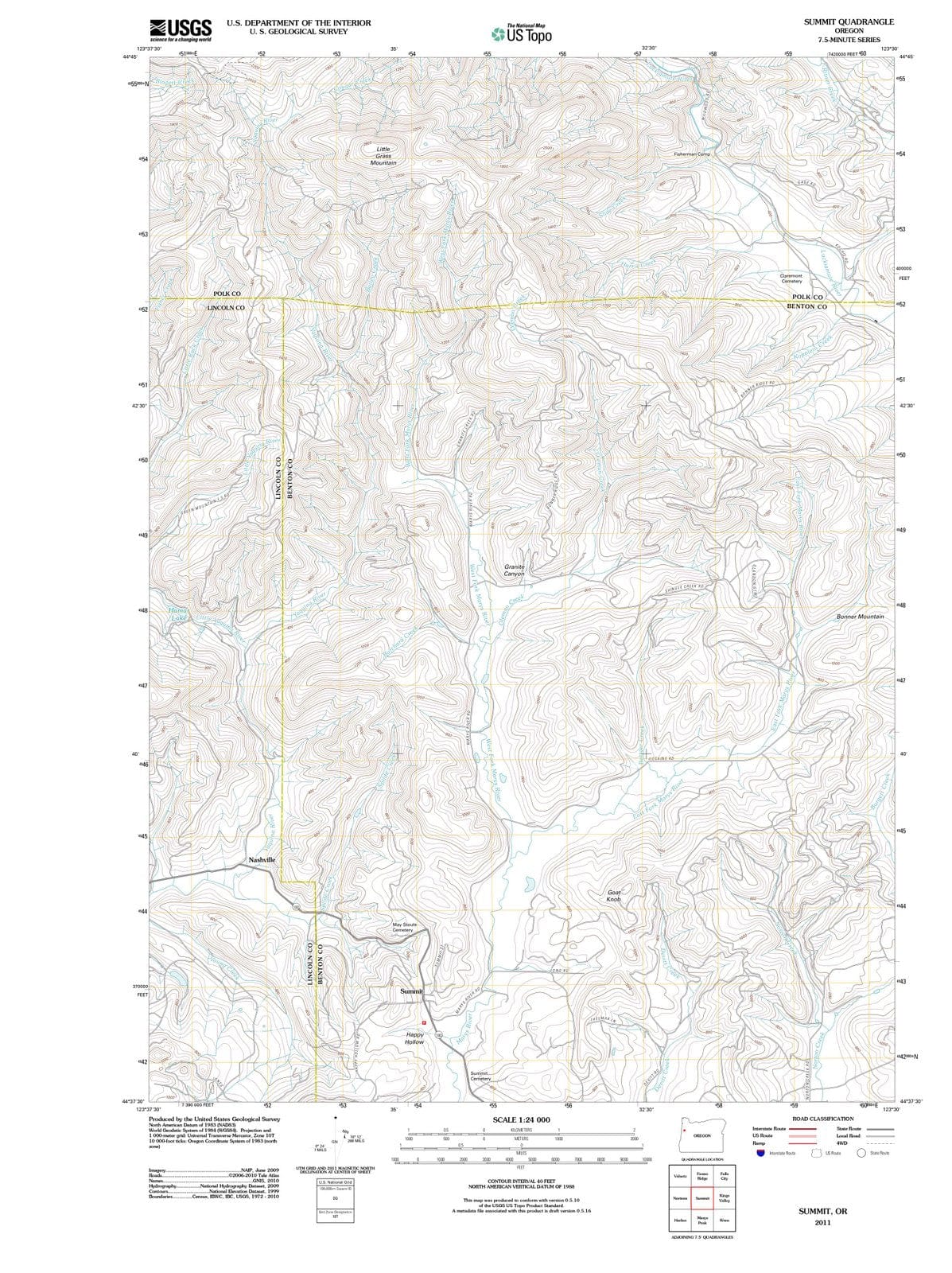 2011 Summit, OR - Oregon - USGS Topographic Map