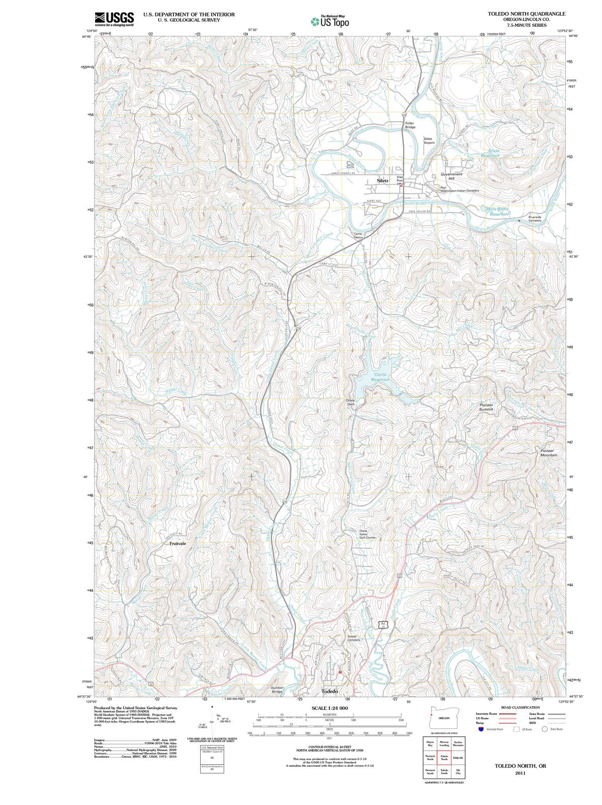 2011 Toledo North, OR - Oregon - USGS Topographic Map