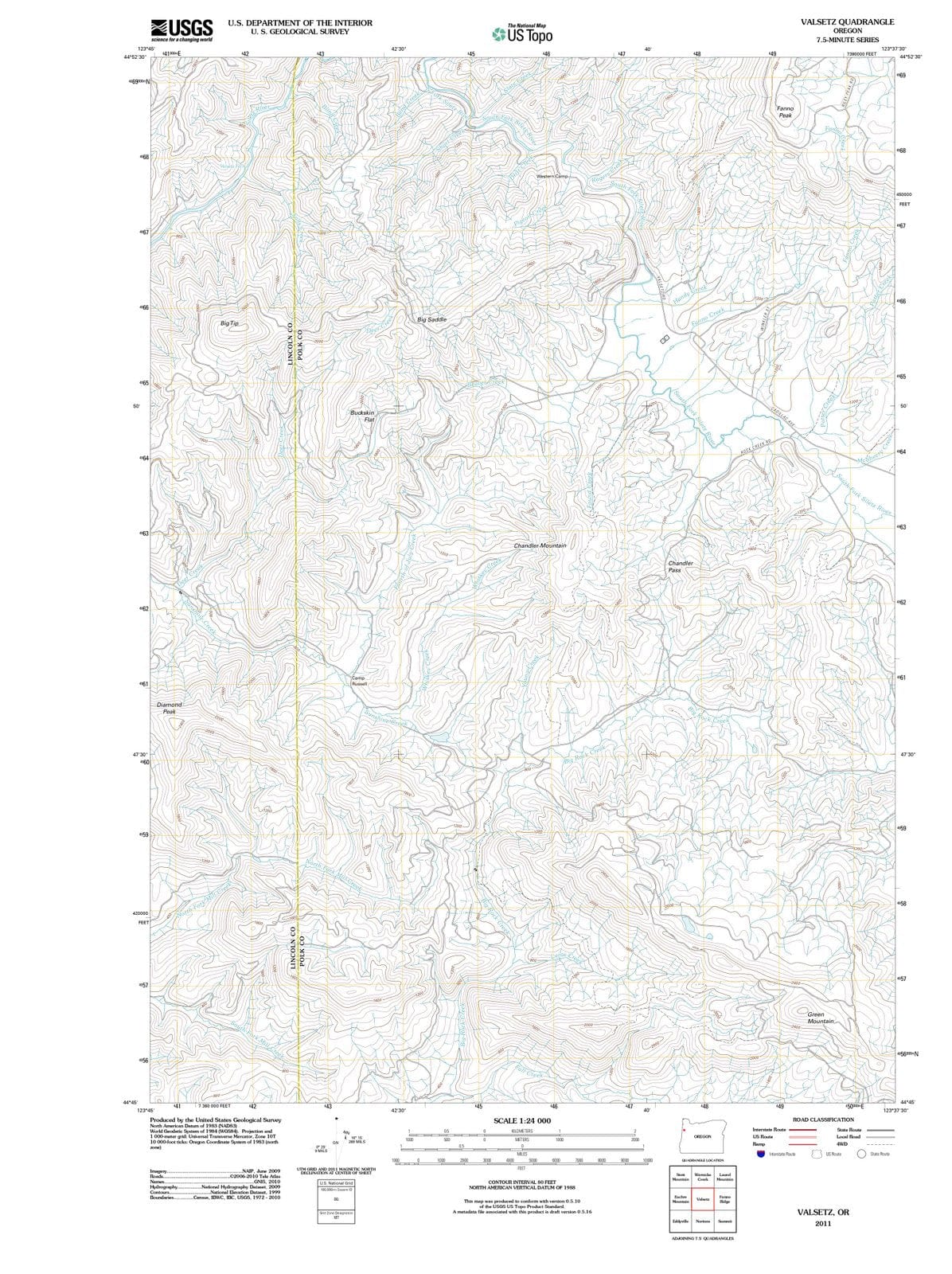 2011 Valsetz, OR - Oregon - USGS Topographic Map