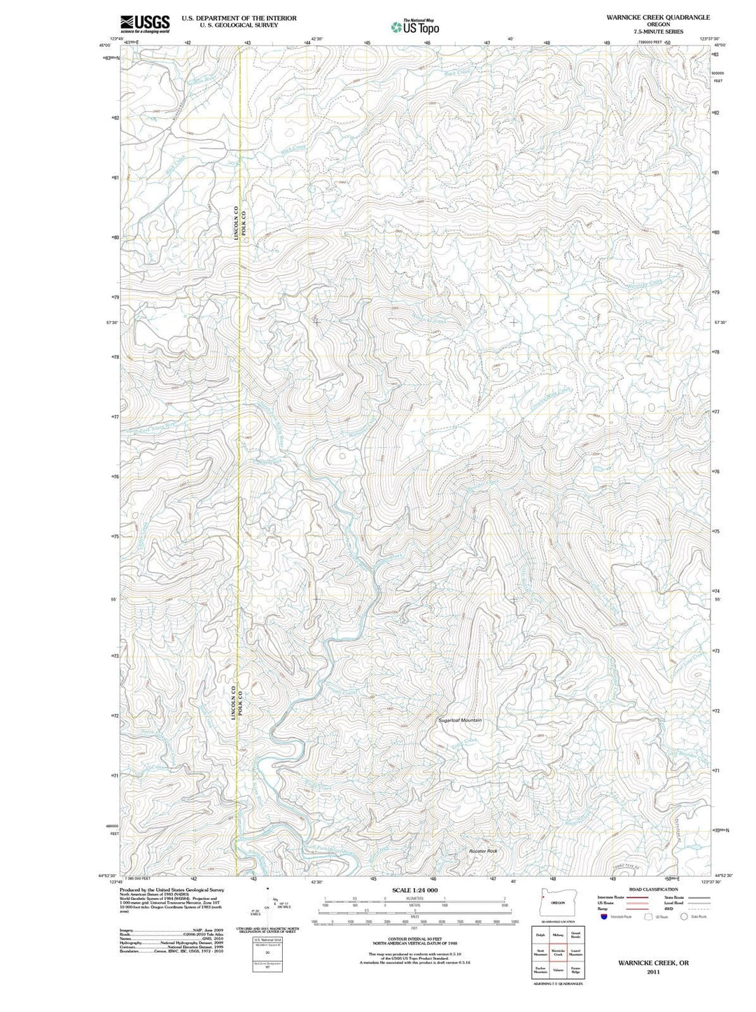 2011 Warnicke Creek, OR - Oregon - USGS Topographic Map
