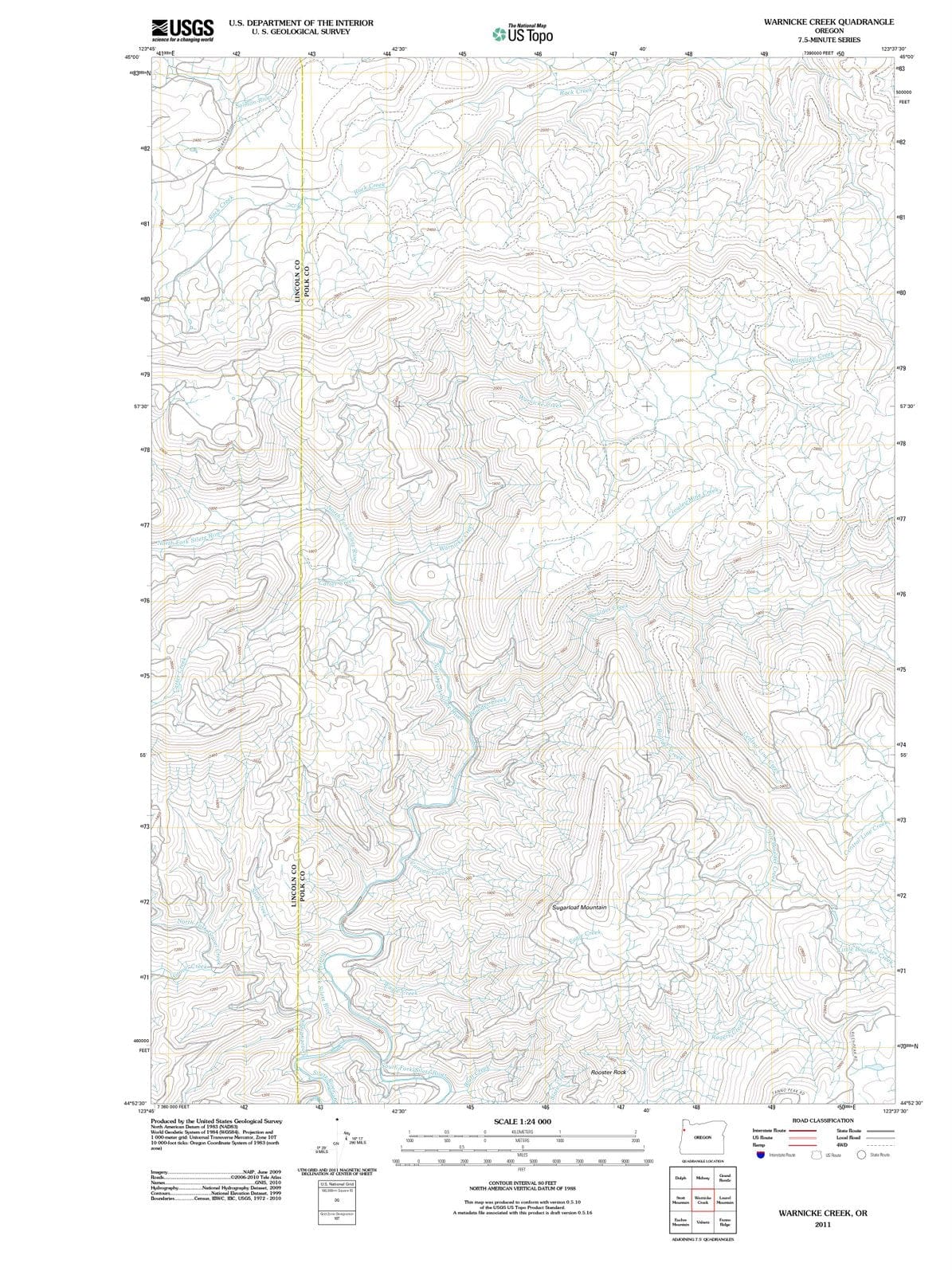2011 Warnicke Creek, OR - Oregon - USGS Topographic Map