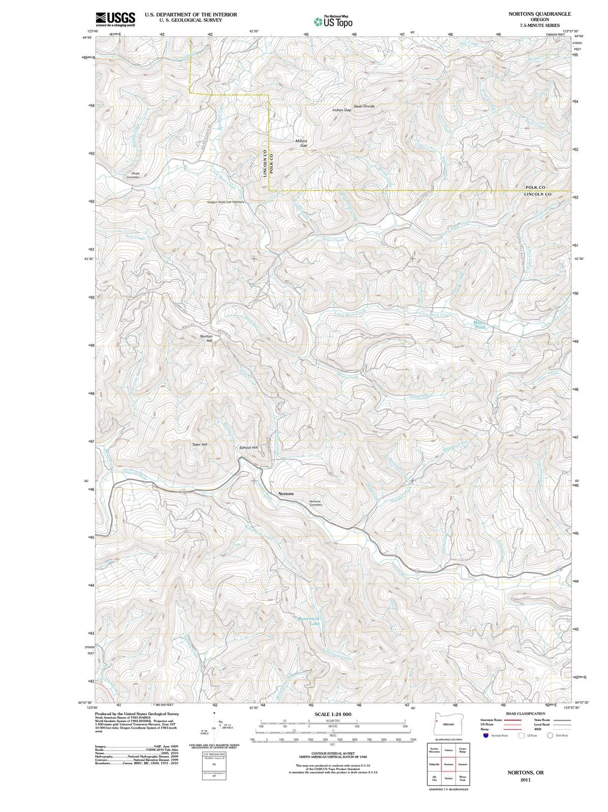 2011 Nortons, OR - Oregon - USGS Topographic Map