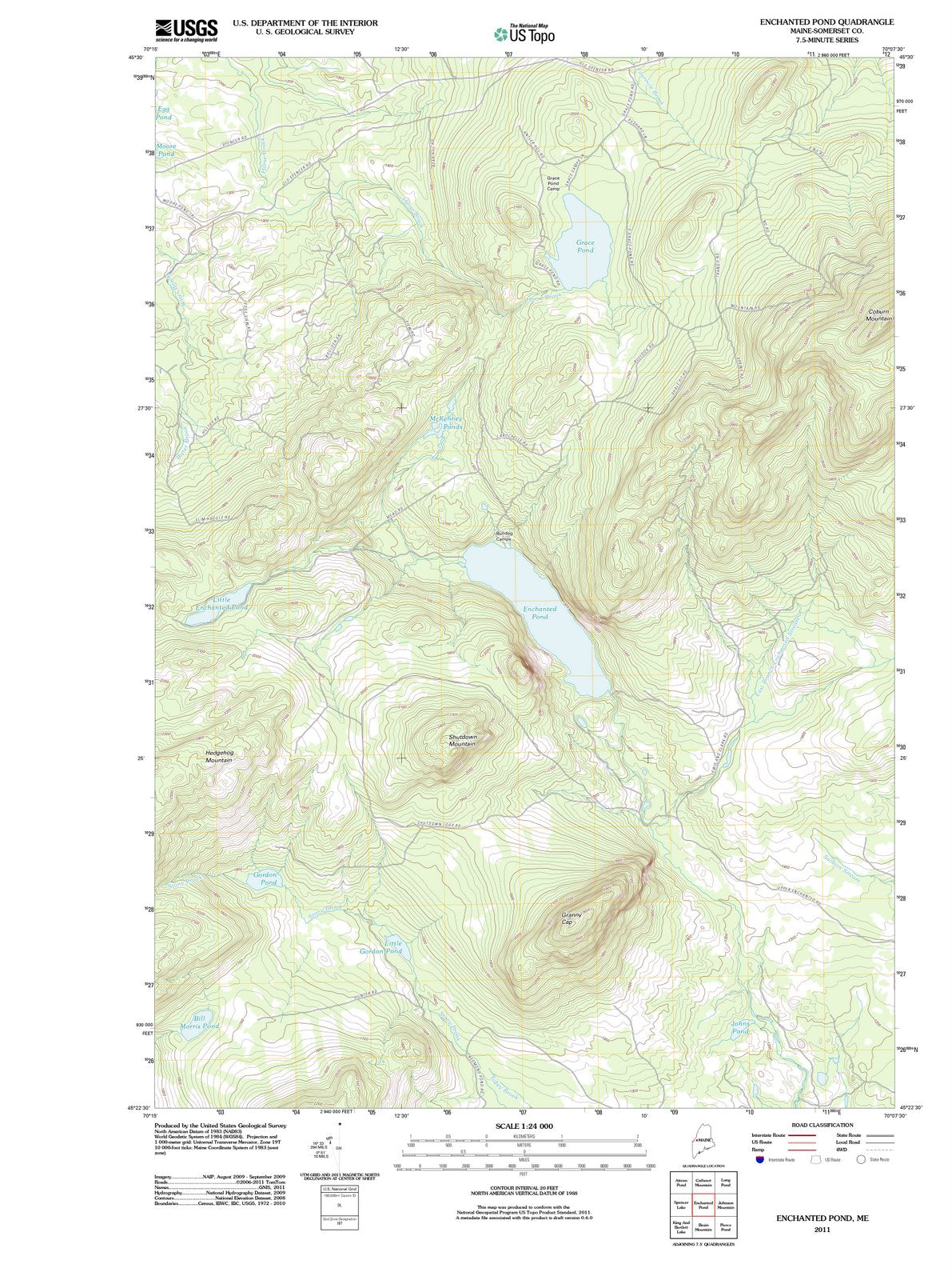 2011 Enchanted Pond, ME - Maine - USGS Topographic Map