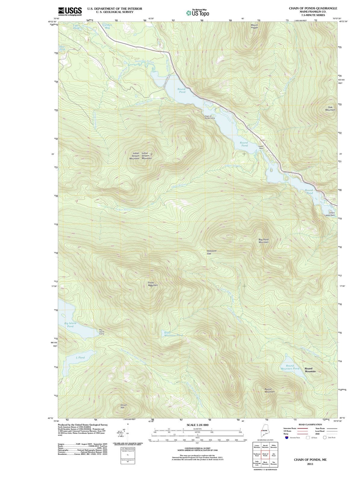 2011 Chain of Ponds, ME - Maine - USGS Topographic Map
