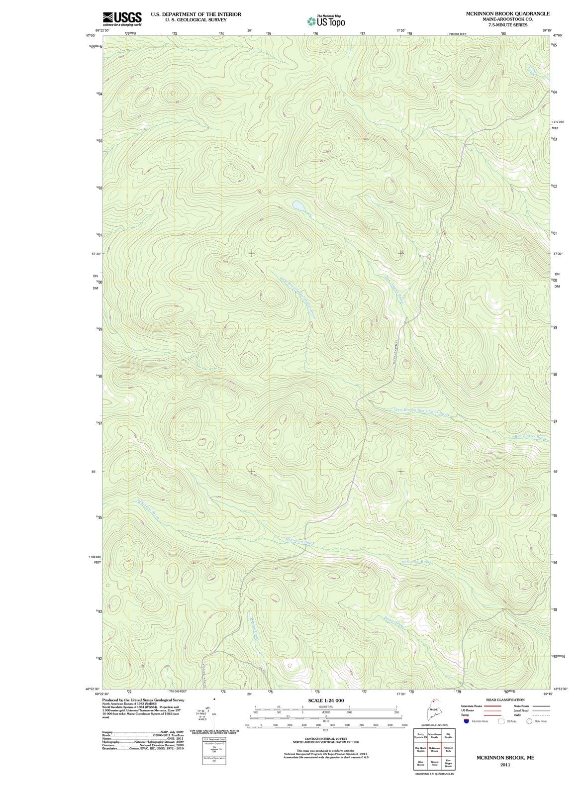 2011 McKinnon Brook, ME - Maine - USGS Topographic Map