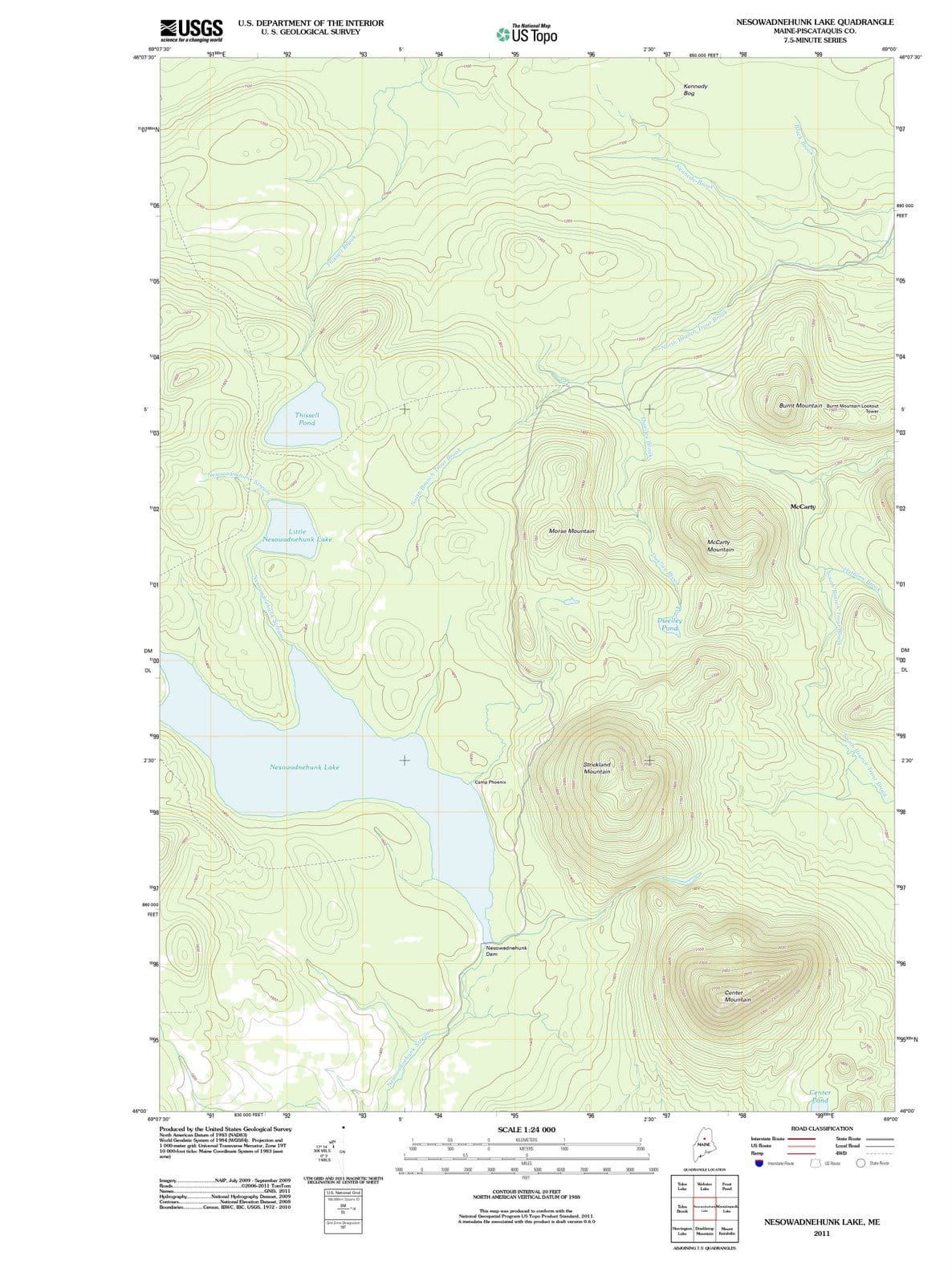 2011 Nesowadnehunk Lake, ME - Maine - USGS Topographic Map