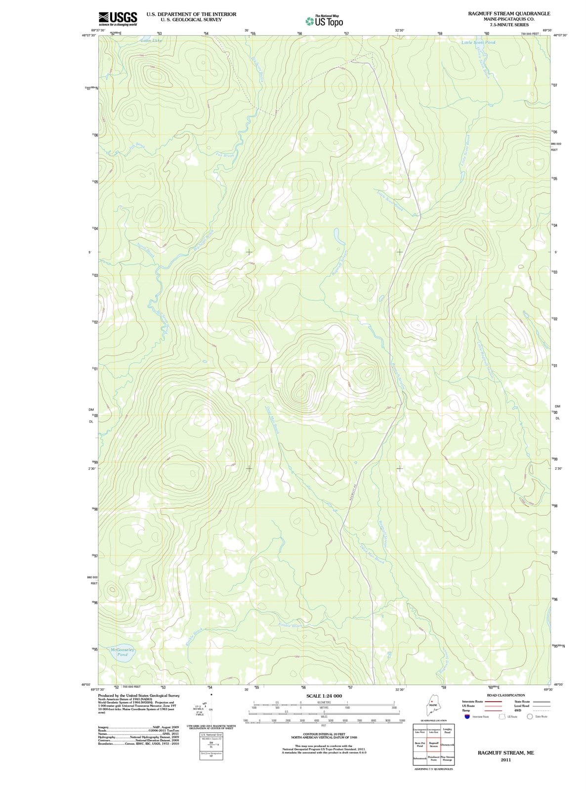 2011 Ragmuff Stream, ME - Maine - USGS Topographic Map