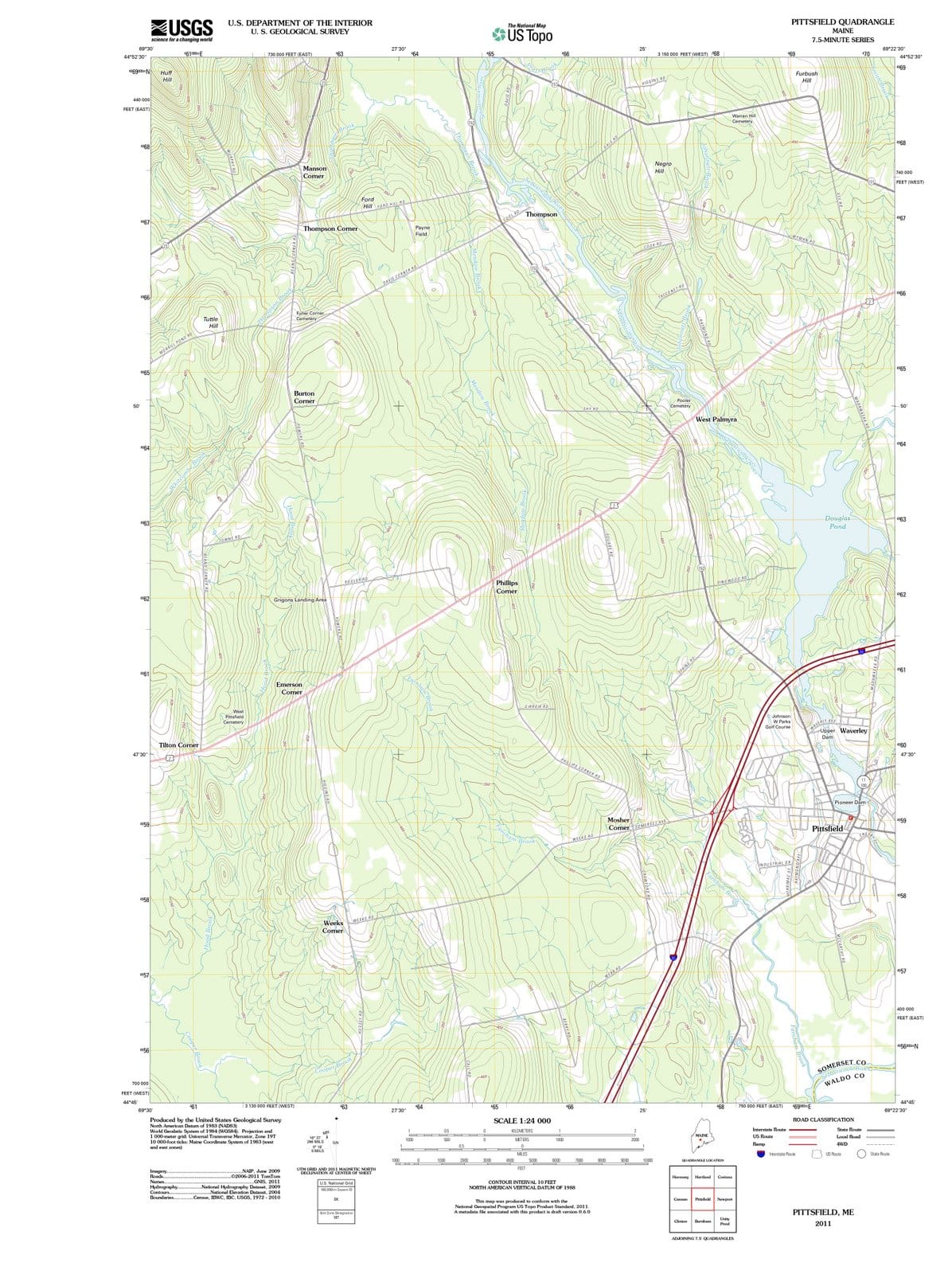 2011 Pittsfield, ME - Maine - USGS Topographic Map